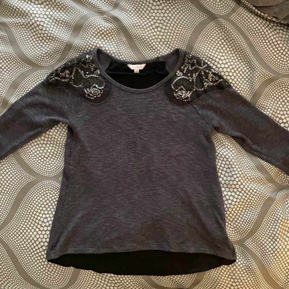 Charming Charlie Sequined Sweater Grey Size Medium
